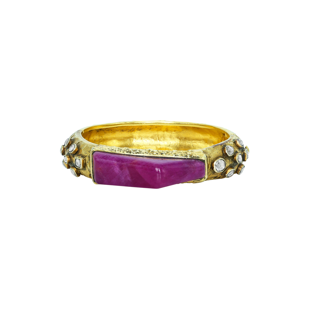 Ruby colourstone Bangle with Polki Diamonds